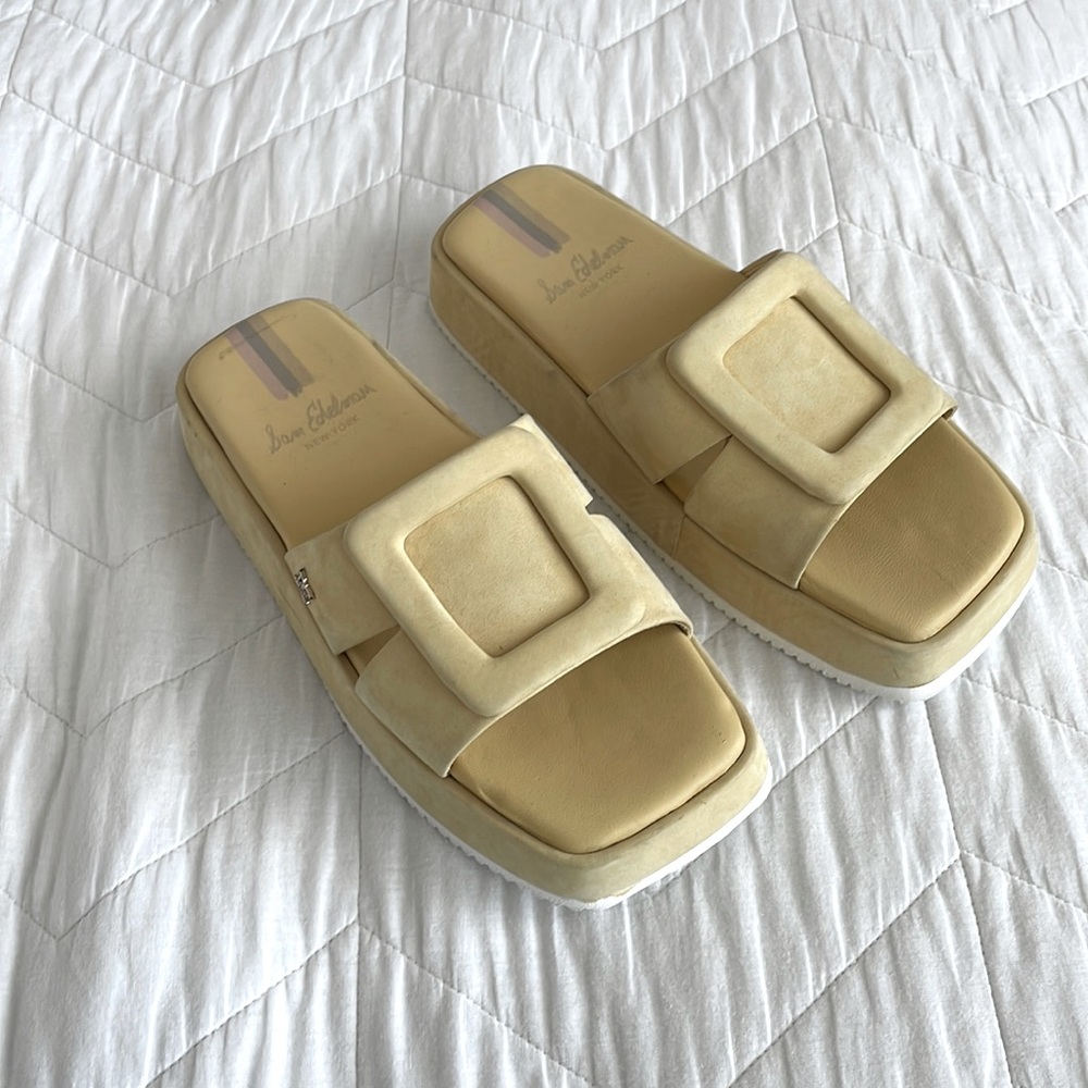 Sam Edelman Cream Platform Slides